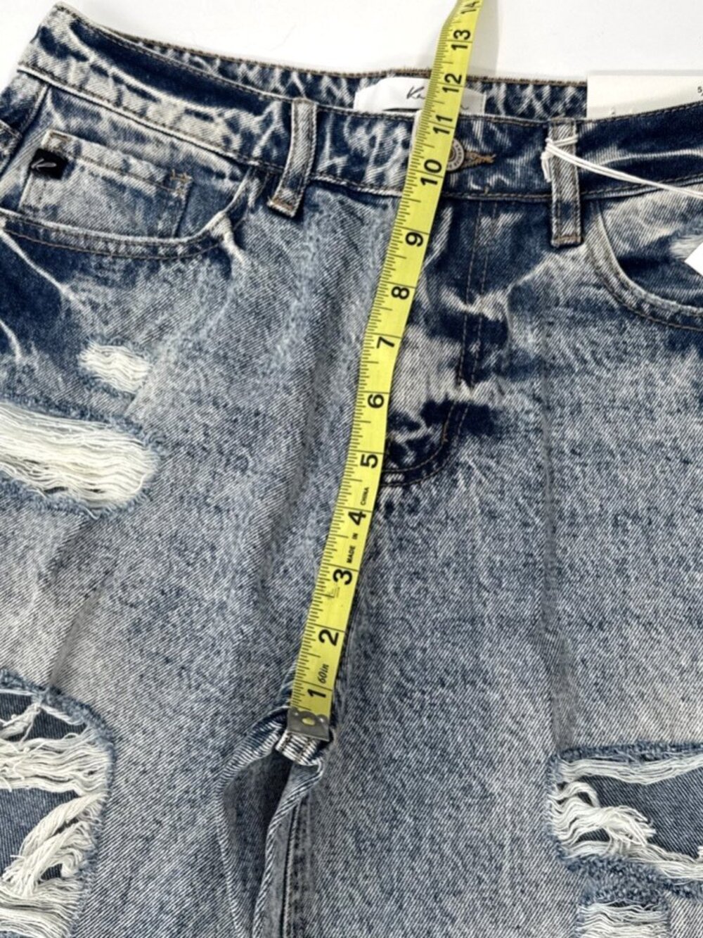 Kancan Womens Jeans 5 26 Acid Wash Denim Ripped Distressed Raw Hem Stretch NEW - Picture 6 of 12